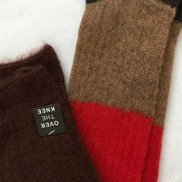 Mohair Over the Knee Colorblock Socks, Women Size O - Picture 2 of 8
